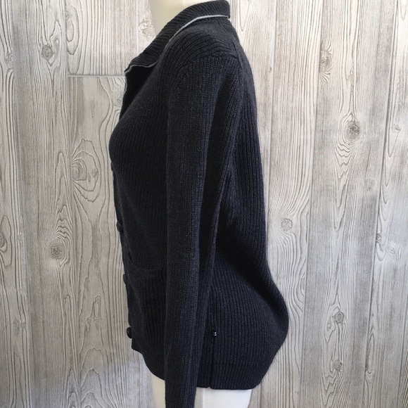 Nautica Gray Cardigan Sweater Mock Neck Button Up Small - Picture 6 of 9